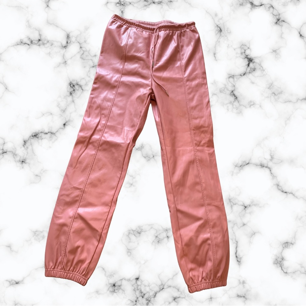 Pink leather pants